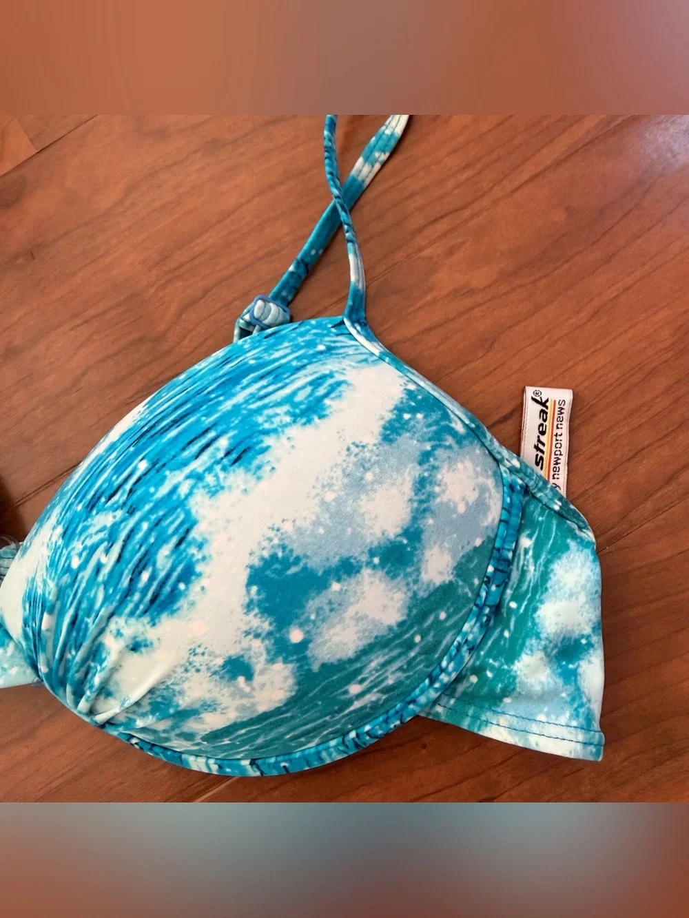 Vintage 90s Newport News Bikini Swim‎ Set Size 16 Blue White 2 Pc Colorful Y2K